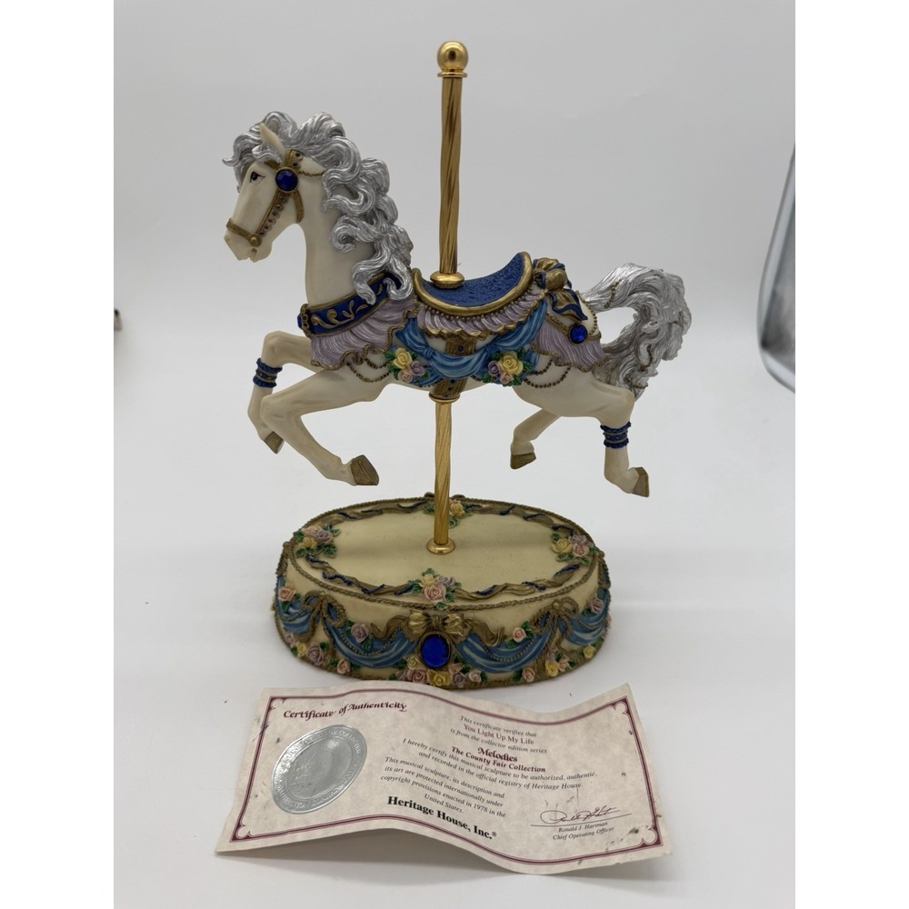 HERITAGE HOUSE Vintage Carousel Horse Music Box You Light Up My Life